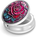 Pill Box-3 Compartment Small Pill Case Purse & Pocket Mini Metal Pill Holder Travel Pill Container hoida toidulisandeid BPA-vaba (Rose)