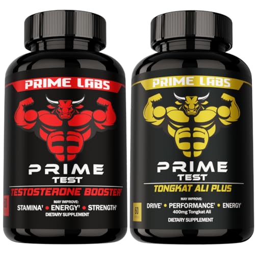 Prime Labs Prime Test Test Test Testosteroon Booster (60 ct) + Tongkat Ali Plus (60 ct)