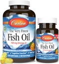 Carlson - The Very Finest Fish Oil, 700 mg Omega-3s, Norwegian Fish Oil Supplement, Wild Caught Omega-3 Fish Oil, Jätkusuutlikult Allikas Fish Oil kapslid, Omega-3 Supplement, Orange, 120+30 Softgels