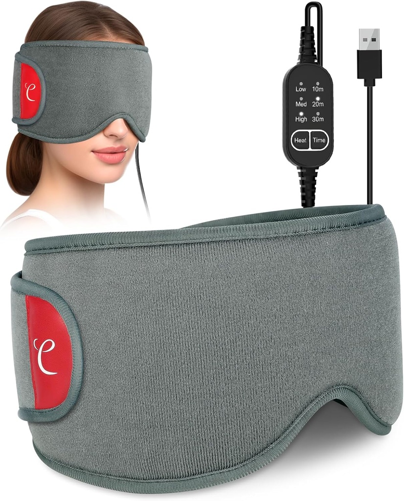 Comfytemp kuumutatud silmamask kuivadele silmadele, USB-ga kantavad silmade soojendamise pad, sinus peavalu migreeni leevendamise mask, 3 kuumus- ja ajaseadetega silmade soe kompress