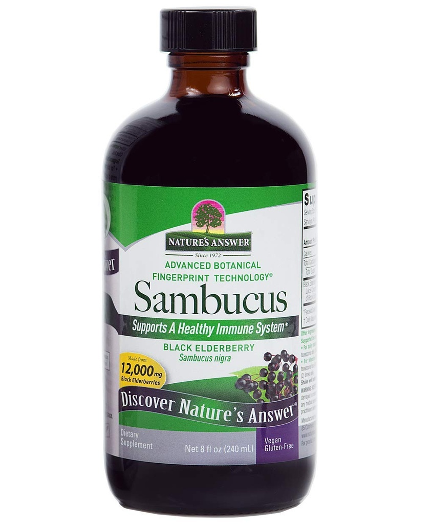 Looduse vastus Sambucus Black Elder Berry Extract Syrup plastpudelis Alkoholivabad 8-vedelikud  O Daily Immune Support | Pakendatud antioksüdantidega | Family Friendly | Flue Season Defende