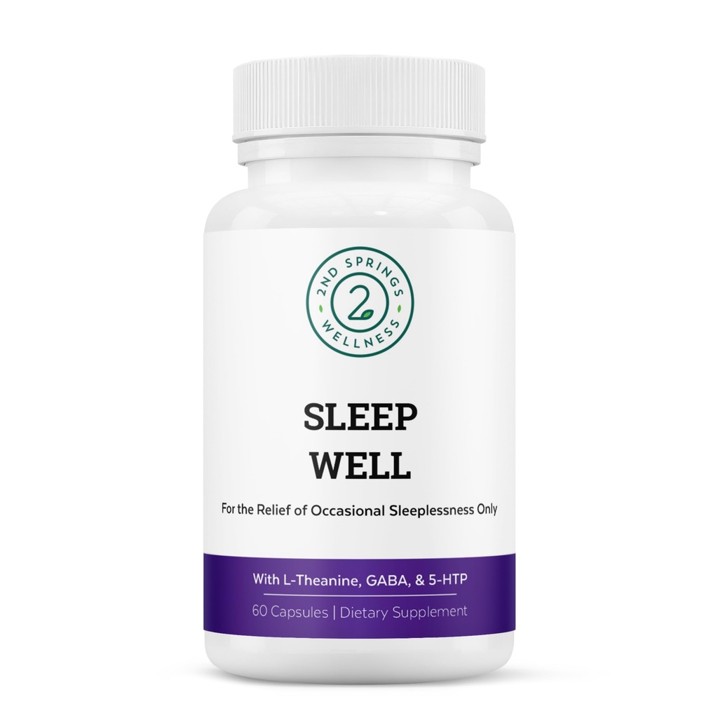Sleep Well Calmness & Lõõgastav tugi valem - võimas segu magneesiumi, L-Theanine'i, GABA ja melatoniiniga - suurendab lõõgastust + edendab tervislikke unemustreid - 60 kapslit