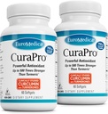 EuroMedica CuraPro - antioksüdandi lisand aju ja immuunsuse tervise toetamiseks - toidulisand kurkumiini ja kurkumi eeterliku õliga - taimse maksa tugi - 60 softgelit, 2 pakendit (120 softgelit)