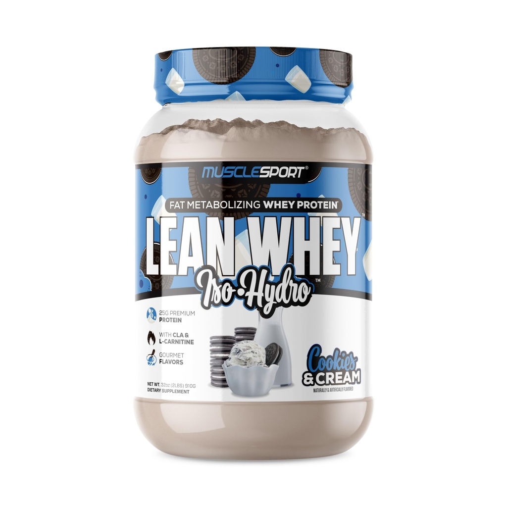 MuscleSport Lean Whey RevolutionTM, vadakuvalk isolaat hüdrolüüsitud vadakuga - madala kalorsusega, madala carb, madala rasvasisaldusega, uskumatud maitsed - 25 g valku kühvel (2lb, küpsised N Cream)