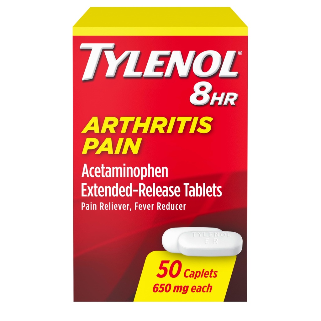 Tylenol 8-tunnine artriit Valu leevendamine laiendatud vabastavad tabletid , 650 mg atsetaminofeeni , liigesevalu leevendav ja palavikku vähendav ravim , suuvalu leevendav ravim artriidi ja liigesevalu jaoks , 50 loend