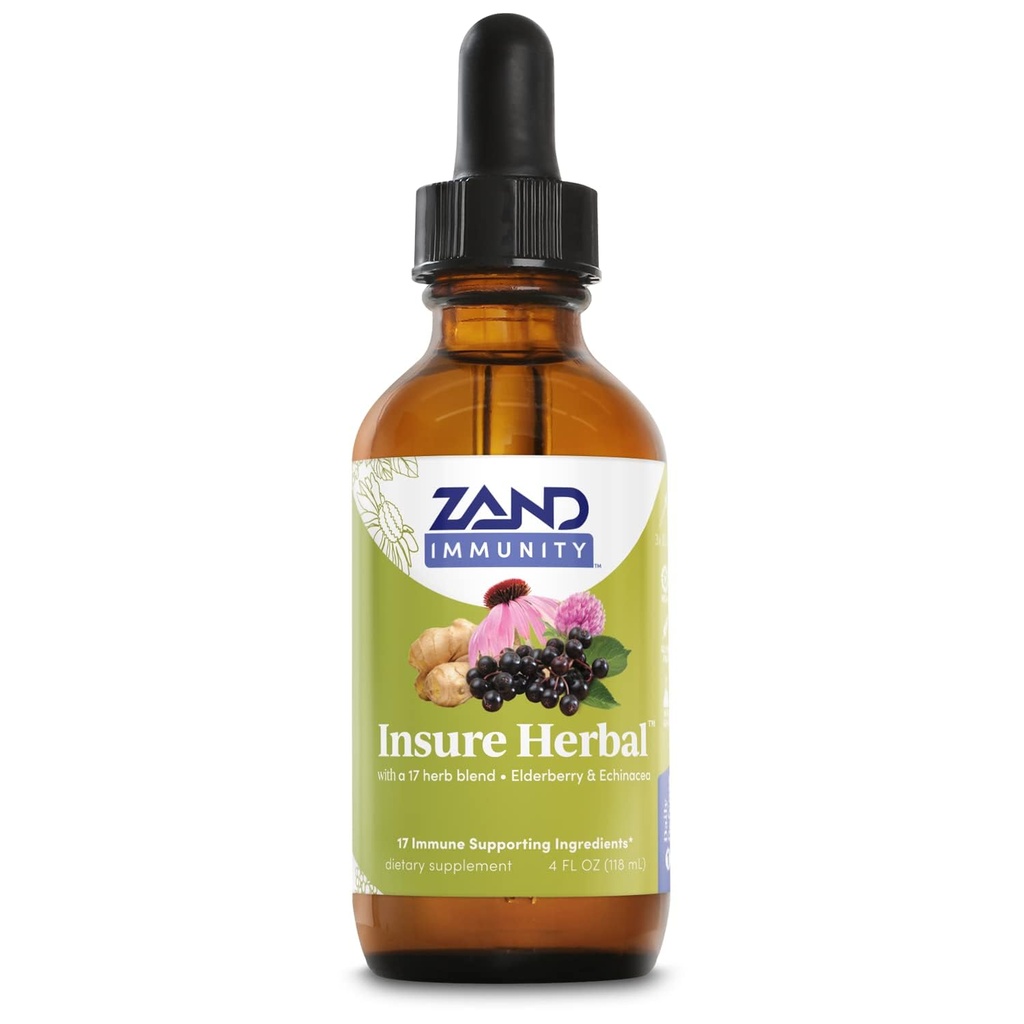 ZAND HERBALS kindlustada taimsete vedelike segu - 17 Wellness Ingredients - w / Echinacea, Elderberry, Ingver, salvei, piparmünt ja rohkem - Gluteenivaba, vegan, mitte-GMO, 60-päevane garantii, 147 Servings, 4 FL OZ
