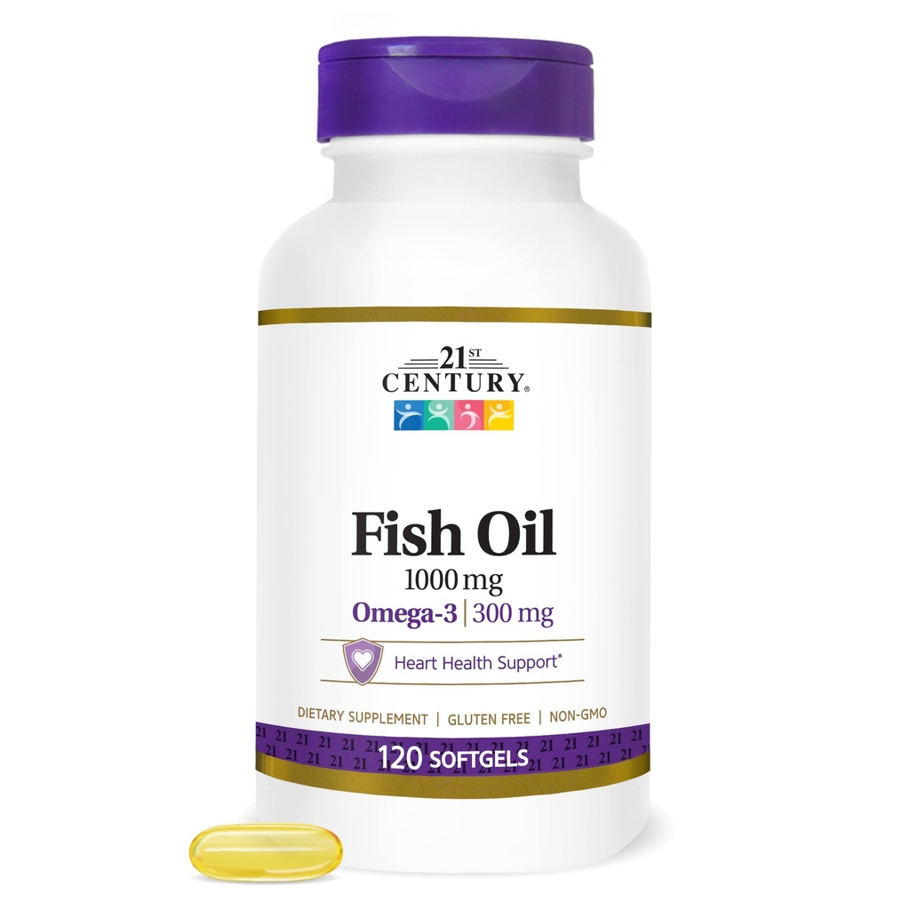 21. sajandi kalaõli 1000 mg softgels, (300 krahv), molekulaarselt destilleeritud, oomega 3 toidulisand EPA & DHA-ga, puhastatud elavhõbeda kõrvaldamiseks, toetab kardiovaskulaarset tervist, gluteenivaba ja mitte-GMO-d
