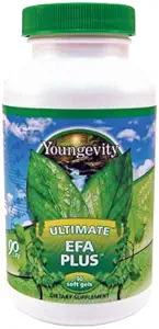 Youngevity Ultimate EFA Plus - Essential Rasvhapped, 90 Soft Gels - Tasakaalustatud Kalaõli valem südame, aju, liigese, naha tervise jaoks - Omega-3, Omega-6, Omega-9 täiendus optimaalseks tervise toetamiseks