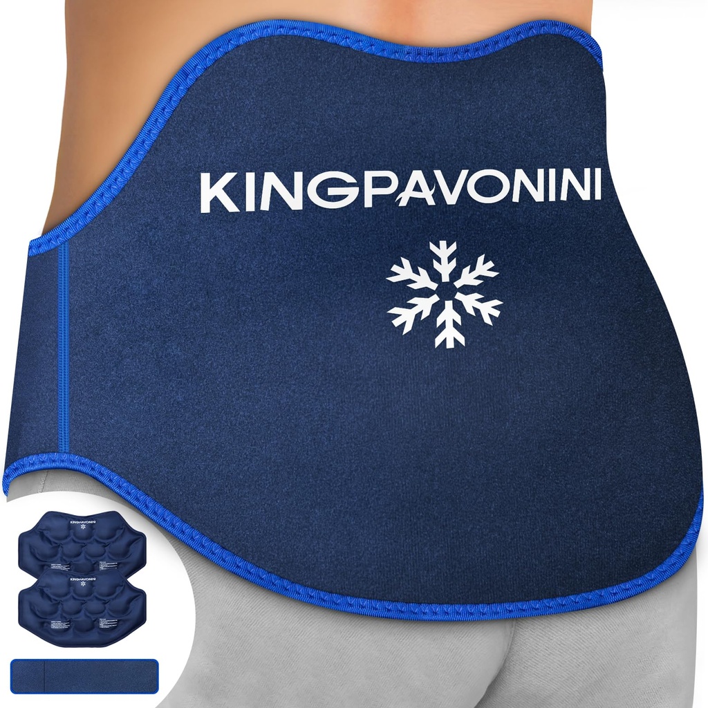 KingPavonini Extra suur jääpakend seljavalu leevendamiseks pikendatud rihmaga, 2 pakendiga korduvkasutatav alaselja geel Jääpakend lülisamba kirurgiaks, Sciatica, Herniated Disc, Coccyx Pain, külm / kuum teraapia