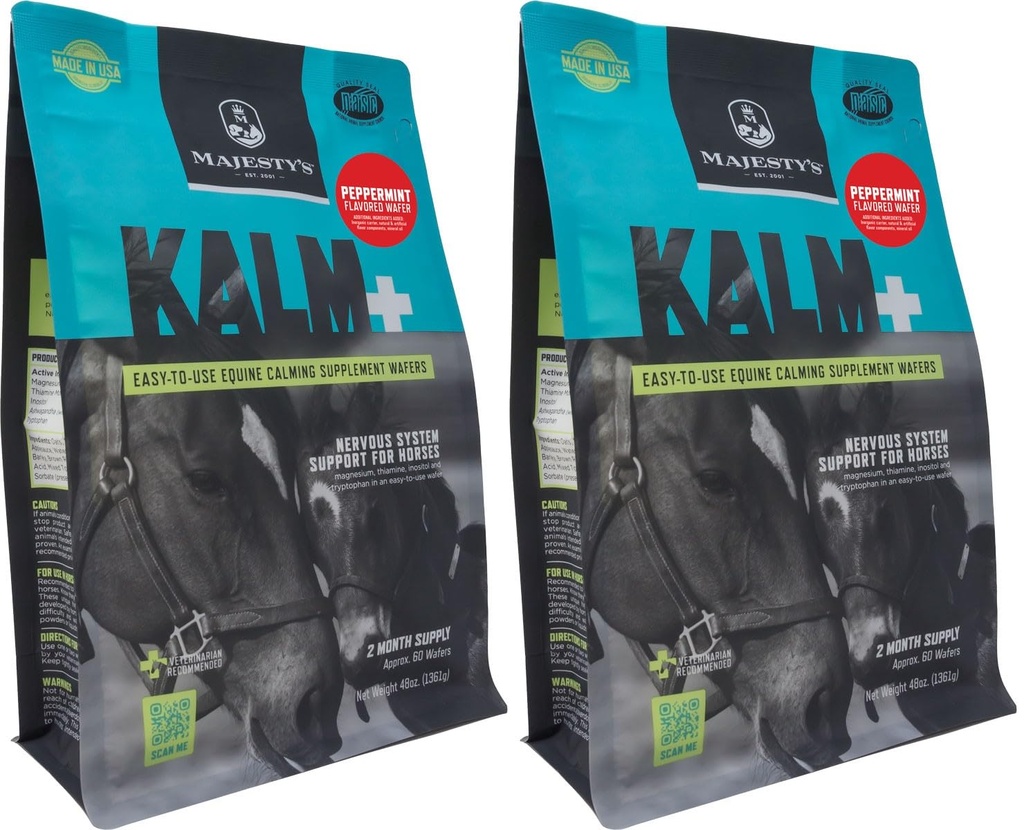 Majesty's Kalm + Vahvlid - Superior Horse / Hobuste rahustav lisand (Peppermint, 2 Pack (120 Count Total))
