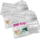 Pill Pouch kotid - (Pack of 200) 3 " x 2.75" - BPA Free, Poly Bag ühekordseks kasutamiseks Zipper Pills Baggies, Daily AM PM Travel Medicine Korraldaja ladustamise kotid, parim selge korduvkasutatav koos kirjutamine sildid