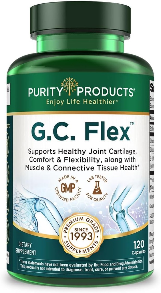 Purity Products G.C. Flex (Glucosamine and Chondroitin Sulfate Super Formula) - Supports Joint + Cartilage Health + Healthy Muscles + Connective Tissue - Promotes Joint Flexibility - 90 Capsules from