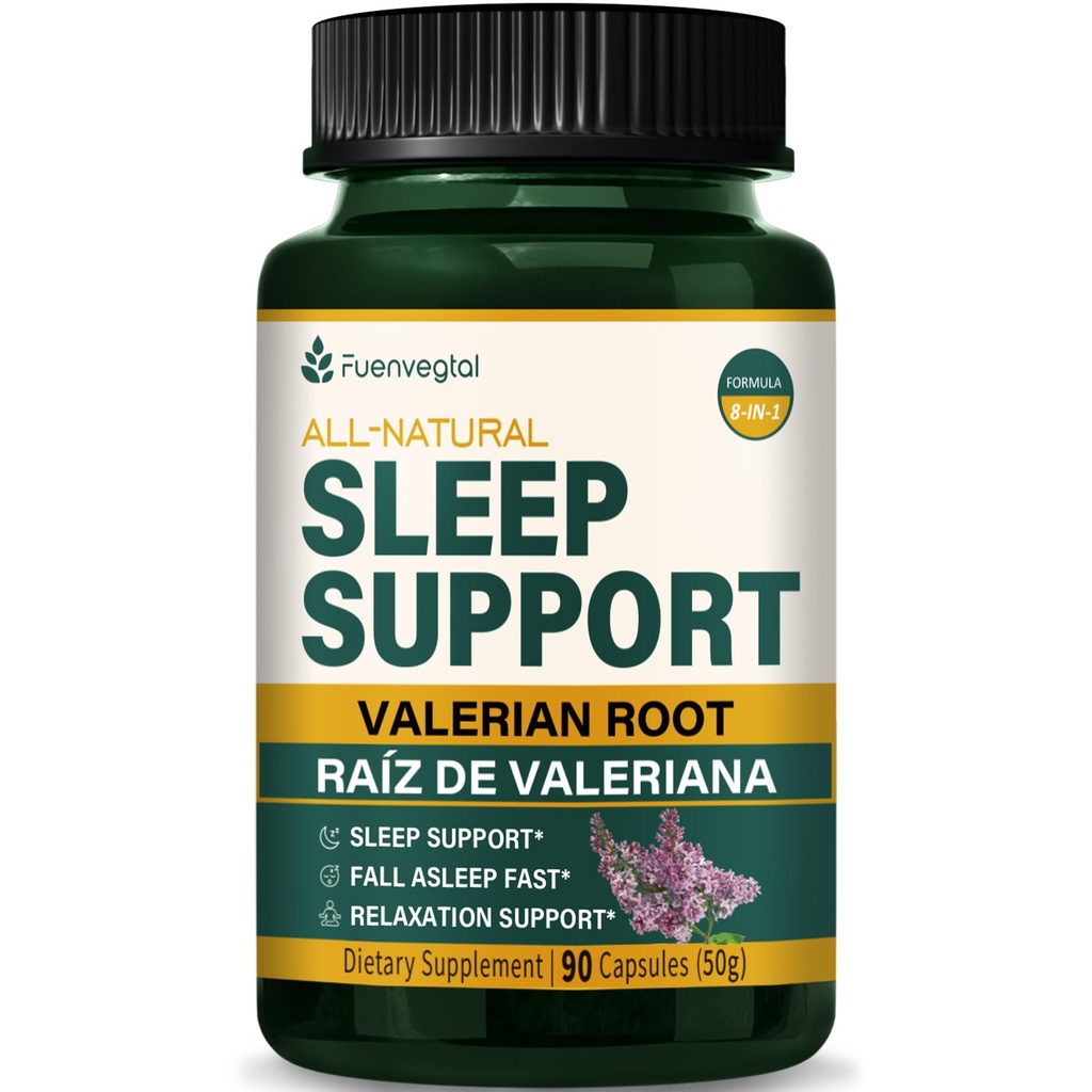 Valerian Juur Extract Sleep Support Kapslid, Passion Flower Supplement parema une, Langevad Magama kiiresti ja lõõgastuda. Pastillas de Valeriana y Pasiflora para Dormir Profundamente. 90 krahv