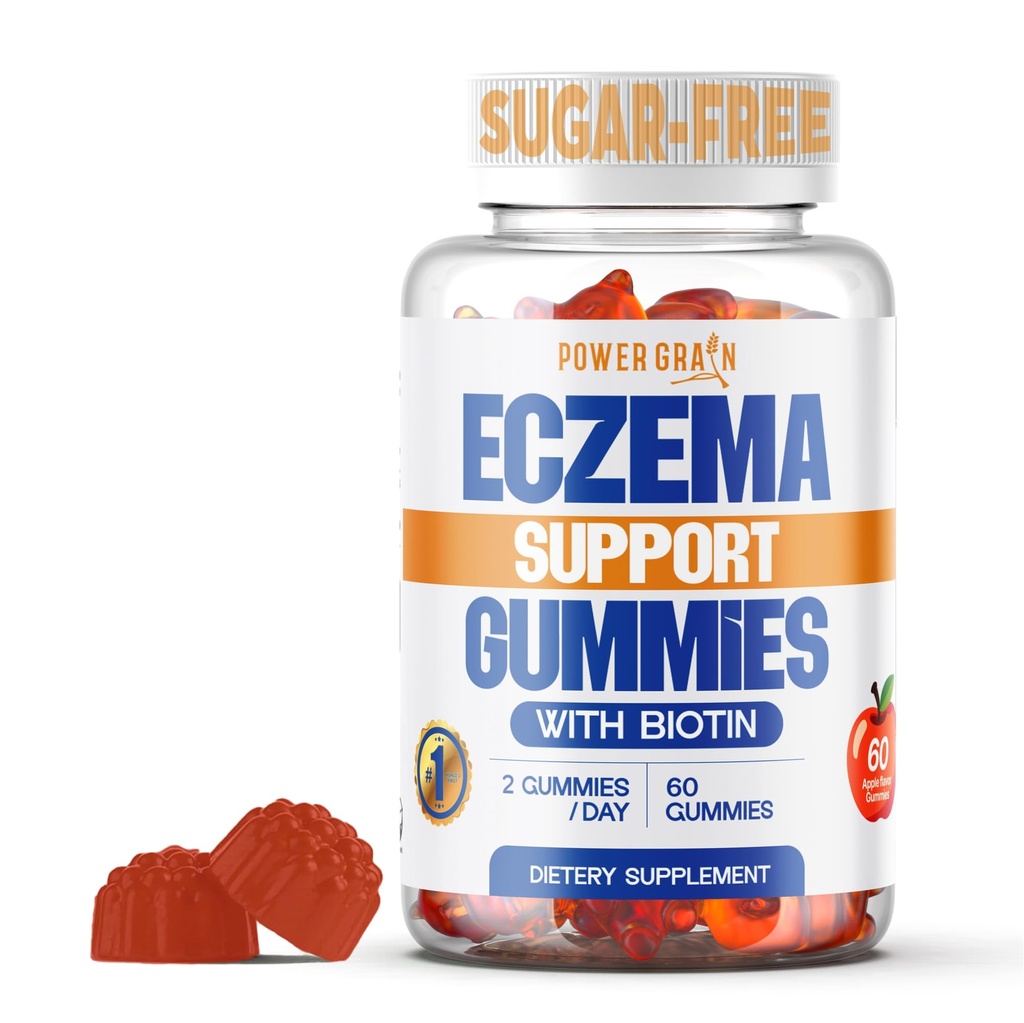 Suhkruvaba ekseemiravikummid - USA Made - 50+ vitamiinid ja probiootikumid selge, hüdreeritud naha jaoks - Soothes sügelus, rahulikkus punetus ja suurendab naha tervist (60 kummikut)