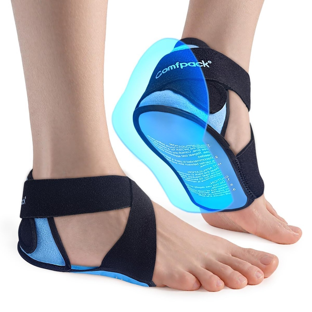 Plantar Fasciitis Ice Packs kontsad & Sole Gel Coverage, 2PCS Gel Heel Cups Kaitsjad valu leevendamiseks, Reguleeritav Foot Ice Pack Wraps Achilleuse tendoniidi jaoks