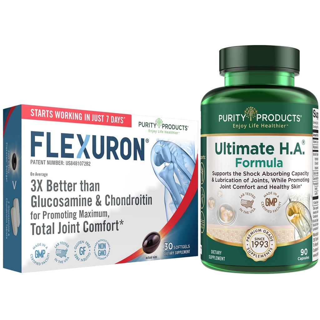 Puhtustooted Flexuron Joint Formula + Ultimate HA Flexuron (Krill Oil, Low Molecular Weight Hyaluronic Acid, Astaxanthin) - Ultimate H.A. (BioCell Collagen, Quercetin, Hüaluroonhape + More)