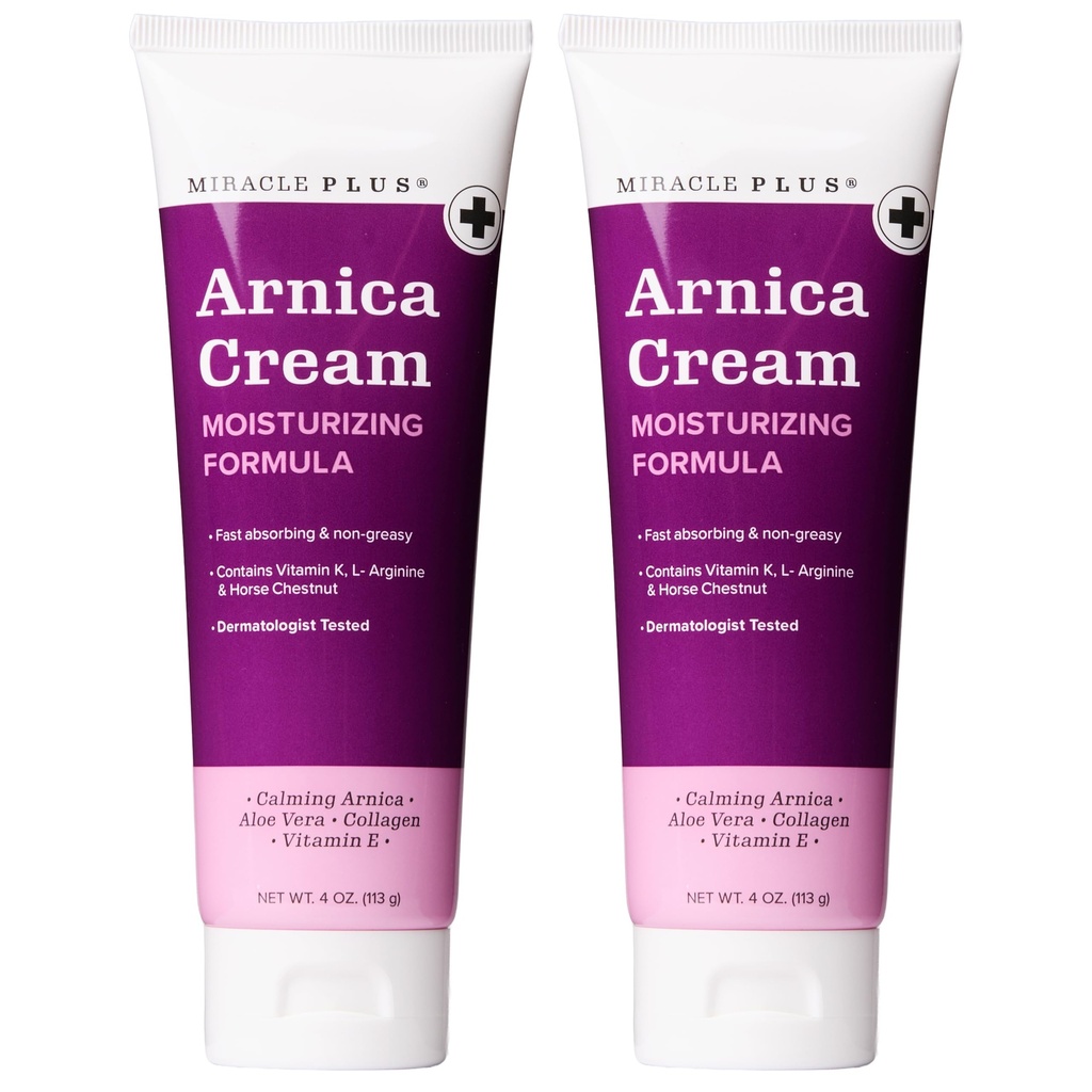 Miracle Plus Arnica Cream Extra Tugevus Bruise Relief Lotion verevalumid ja turse nahal | Arnica geel, K-vitamiini kreem, nahahooldus | Niisutav Bruise Formula koos hobuse Kastan, 2-Pack