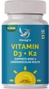 K2-vitamiin (MK7) koos D3-lisandiga Luu ja südame tervis Mitte-GMO valem 5000 IU D3-vitamiin ja 100 mcg K2-vitamiini MK-7 kerge alla neelata D-vitamiini kompleks, 60 tabletti