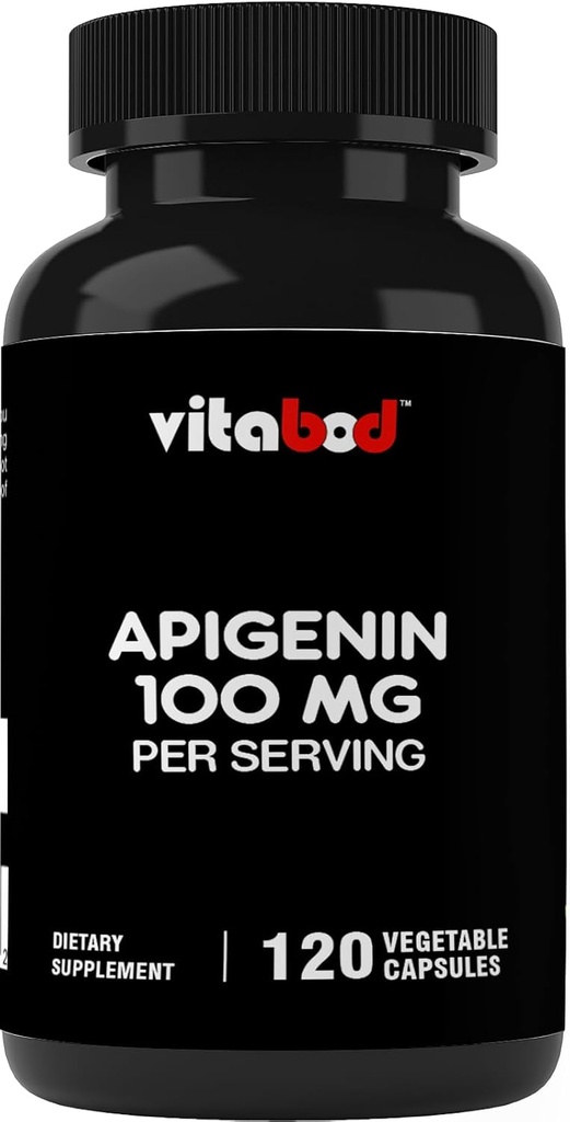 Apigeniin 100 mg ühe serveerimise kohta - 120 köögiviljakapslit - toortaime ekstrakt kummeliõiest - mitte-elupaikade moodustamine - aktiivsed bioflavonoidid ja antioksüdandid