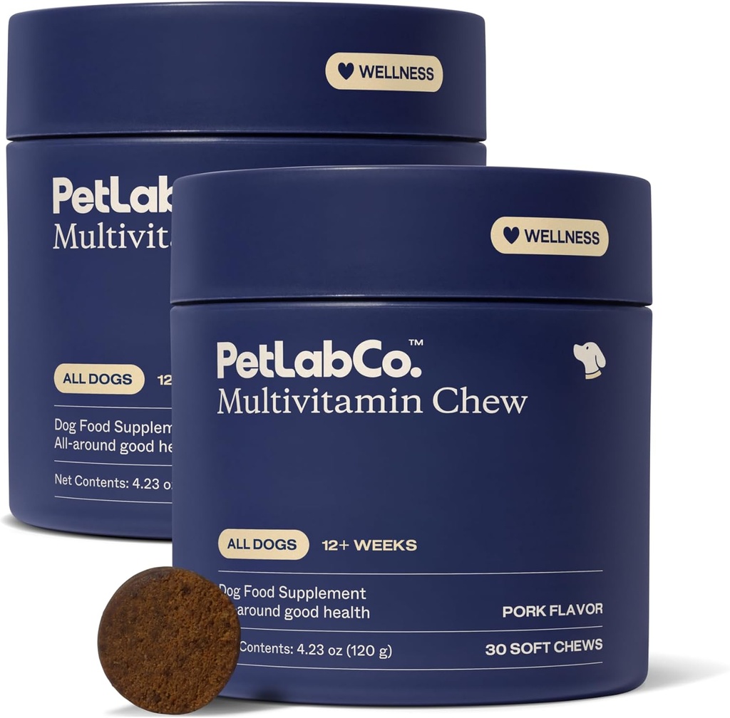 PetLab Co. 22 in 1 Dog Multivitamiinid - Support Dog's Immune Response, Skin, Coat, Joints & general Health - Vitamiinid A, E, D, B12, Mineraalid, Antioksüdandid - Näritav Seamaitse