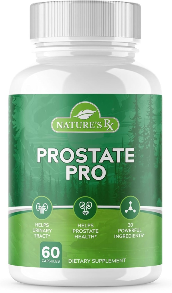Nature's RX | #1 Dosed Prostate Support Supplement | Urinary Tract Health, Helps Prostate Function | Ultra Dosed Formula w/ 30 Powerful Ingredients | 3rd Party Tested + USA Made - 60 Capsules