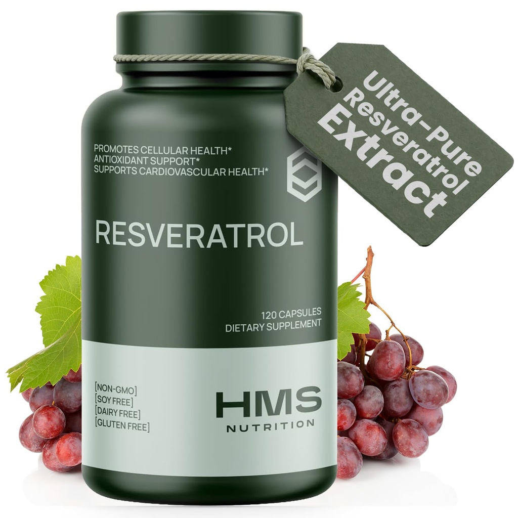 Resveratrool 1400mg 120 kapslit Suur potents Trans-Resveratrool koos võimsate antioksüdantidega Acai viinamarjade roheline tee toetab rakkude ja südame-veresoonkonna tervist vananemisvastane