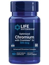 Elu pikendamine Optimeeritud kroomi Crominex 3 + 500 mcg, Metabolism Tervis, Tervislik tasakaal, Taimetoitlane, Gluteenivaba, Mitte-GMO, 500 mcg, 60 taimekapslit