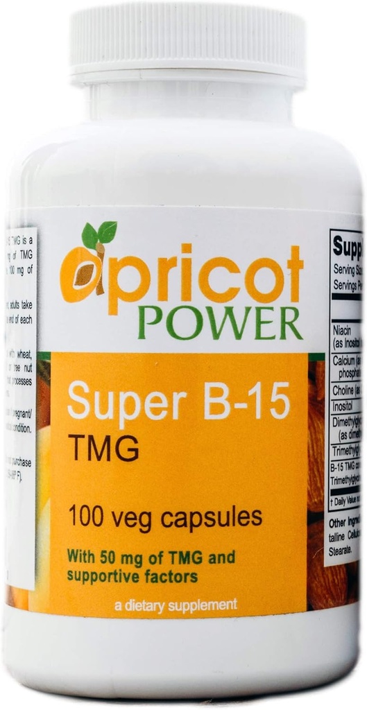 Aprikoosi võimsus Super B-15 Mittetoksiline pankeemiline hape - tervise hapniku tase ja energia - 100 Veg Caps