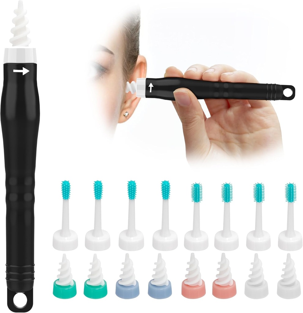 Q Grips Kõrvavaha eemaldamise tööriist 2025 Spiral Ear Wax Eemaldatav Kit Taaskasutatav ja pestav Q-Grips Kõrvavavaha Eemaldaja Pehme silikoon Spiraal Kõrvavavaha Eemaldamise Kit Sisaldab 3 Tüüpi Kõrvapuhastusvahendeid