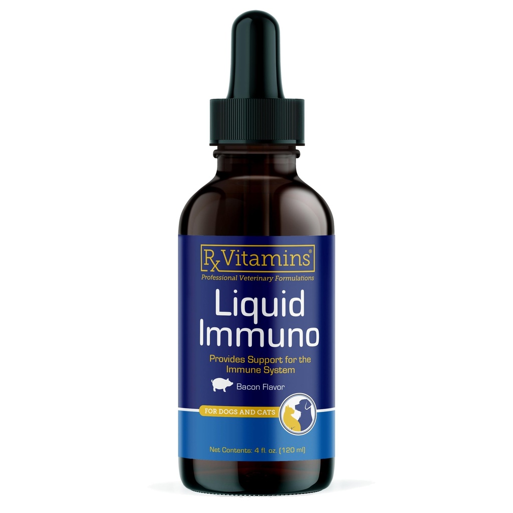 Rx Vitamiinid Vedelik Immuno Dog & Cat Immune Support - Reishi Seenelisa koertele ja kassidele Plus L-Lysine - Ideaalsed silmalisandid, immuunsuse suurendamise toidulisandid lemmikloomadele - 4 oz