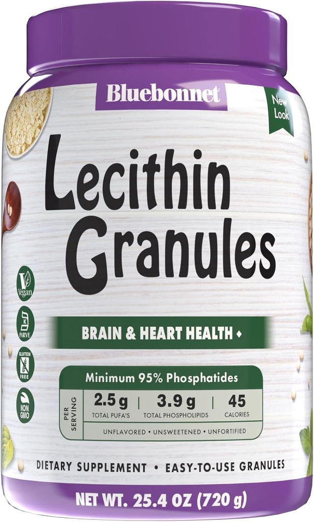 Bluebonnet Nutrition Super Earth Letsitiini graanulid, mis on saadud mitte-GMO sojast, gluteenivabast, GMO-vabast, veganist, Kosher sertifitseeritud, suhkrulisandita, 25,4 oz, 96 serveerimist