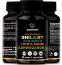 Shilajit, Sea Moss, Lõvi Mane ja Ashwagandha kapslid - põhjalik kõik-ühes tervise täiendus meele, keha ja elujõu jaoks - 60 vegankapslit