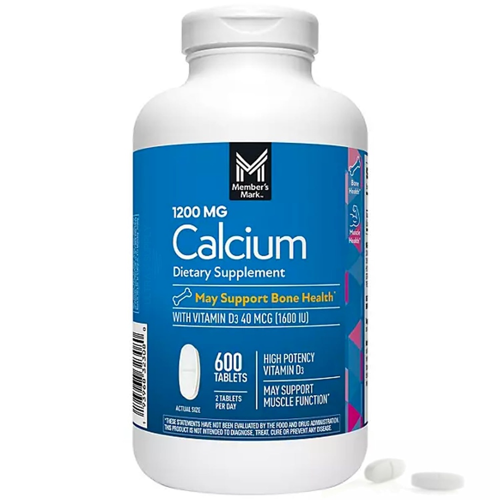 Liikmed Mark Kaltsium koos vitamiin D3 tabletid, 600 ct. - toetab luu ja lihastervise - kõrge potentsi kaltsiumi 1200 mg ja vitamiin D3 40 mcg