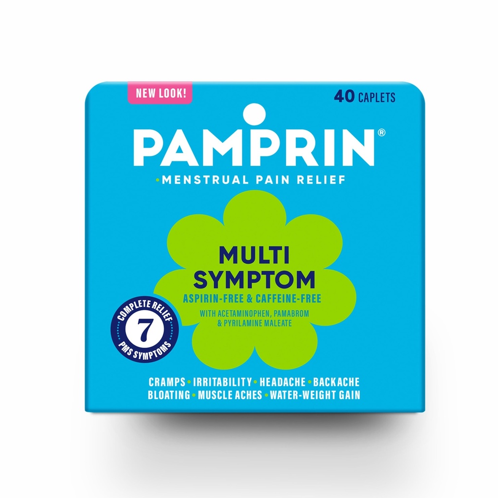 Pampriin Multi-Symptom valem, atsetaminofeeniga, menstruaalperioodi sümptomite leevendamine, sealhulgas krambid, valu, puhitus ja ärrituvus 40 kapslit