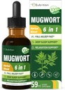 Mugwort Herb Vedelik tilgad Sleep Support, Mugwort Lehed (Artemisia vulgaris) Kõik in 1 valem Lõõgastamiseks Toetus, Taimne täiendus Valerian Chamomile Tulsi Lavendel Extract.2oz