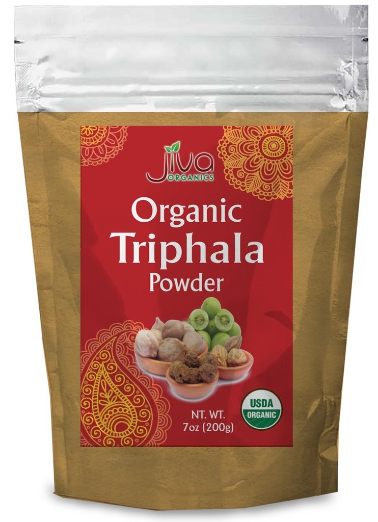 Jiva Organics Organic Triphala Powder 7 Ounce Bag - Ground Amla, Bhibitaki ja Haritaki Fruits segatud, 100% looduslik ja mitte-GMO