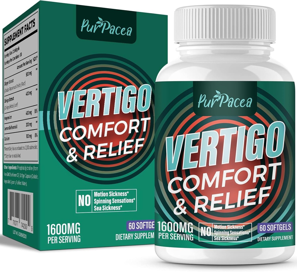Liposomal Vertigo Supplement 1600MG, Advanced Absorption Formula, Natural Inner Ear Balance Supplement with Ingver & Ginkgo Biloba Extract, 60 Softgels, 30-päevane tarne