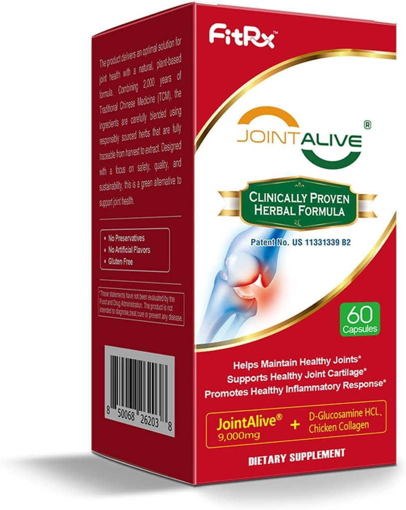 FitRx JointAlive Joint Support Supplements for Women & Men, Glükoosamiin Chondroitin, tüüp II kollageen, Relief liigesed Ebamugavus, Kõhrede parandamine, nii kiiresti kui 7 päeva, 30 Servings