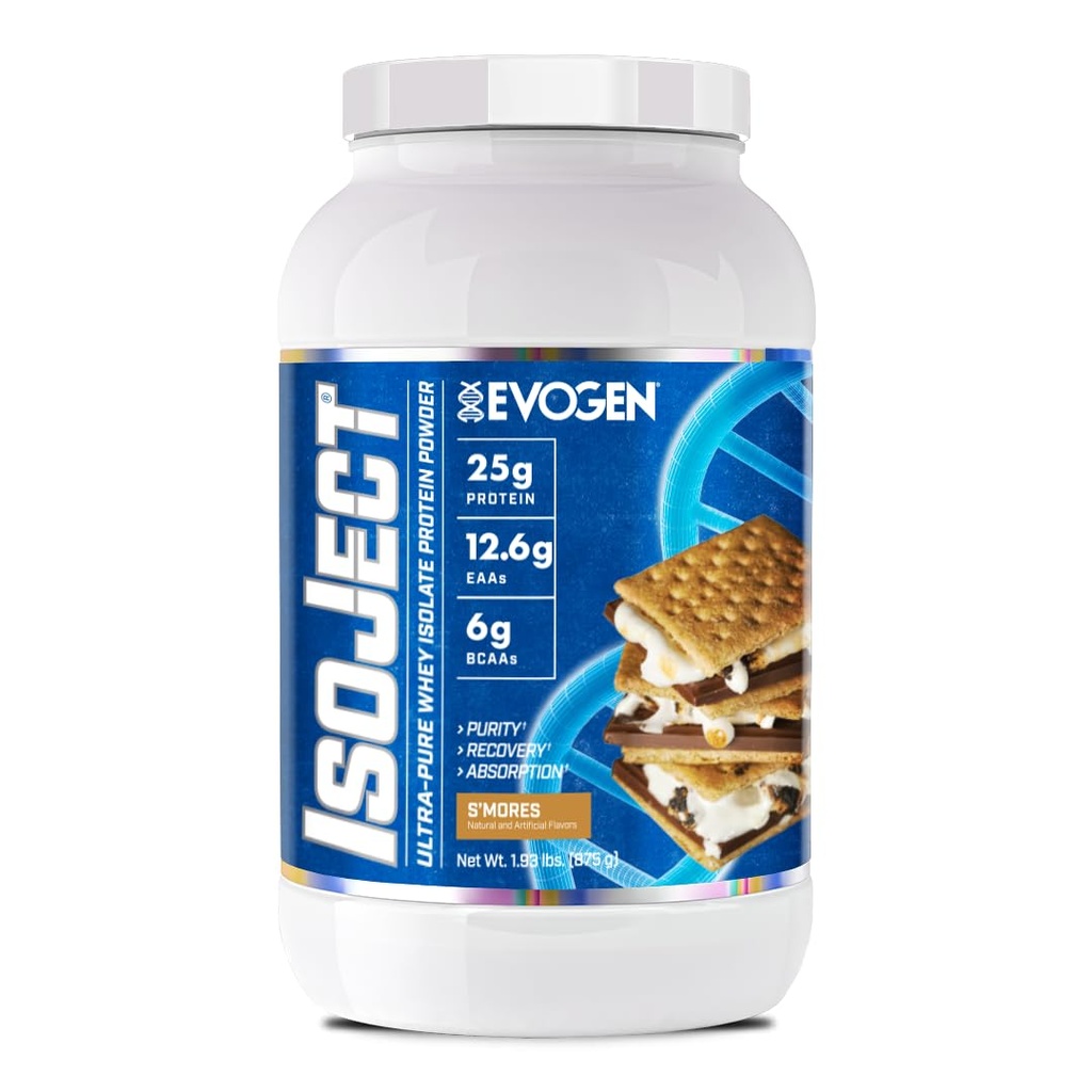 Evogen Isoject - Whey Protein Isolate | Ultra-Pure Whey Protein Powder with Ignitor Enzymes, BCAAs, and EAAs | Enhanced Absorption & Recovery | S'Mores | 25 Servings