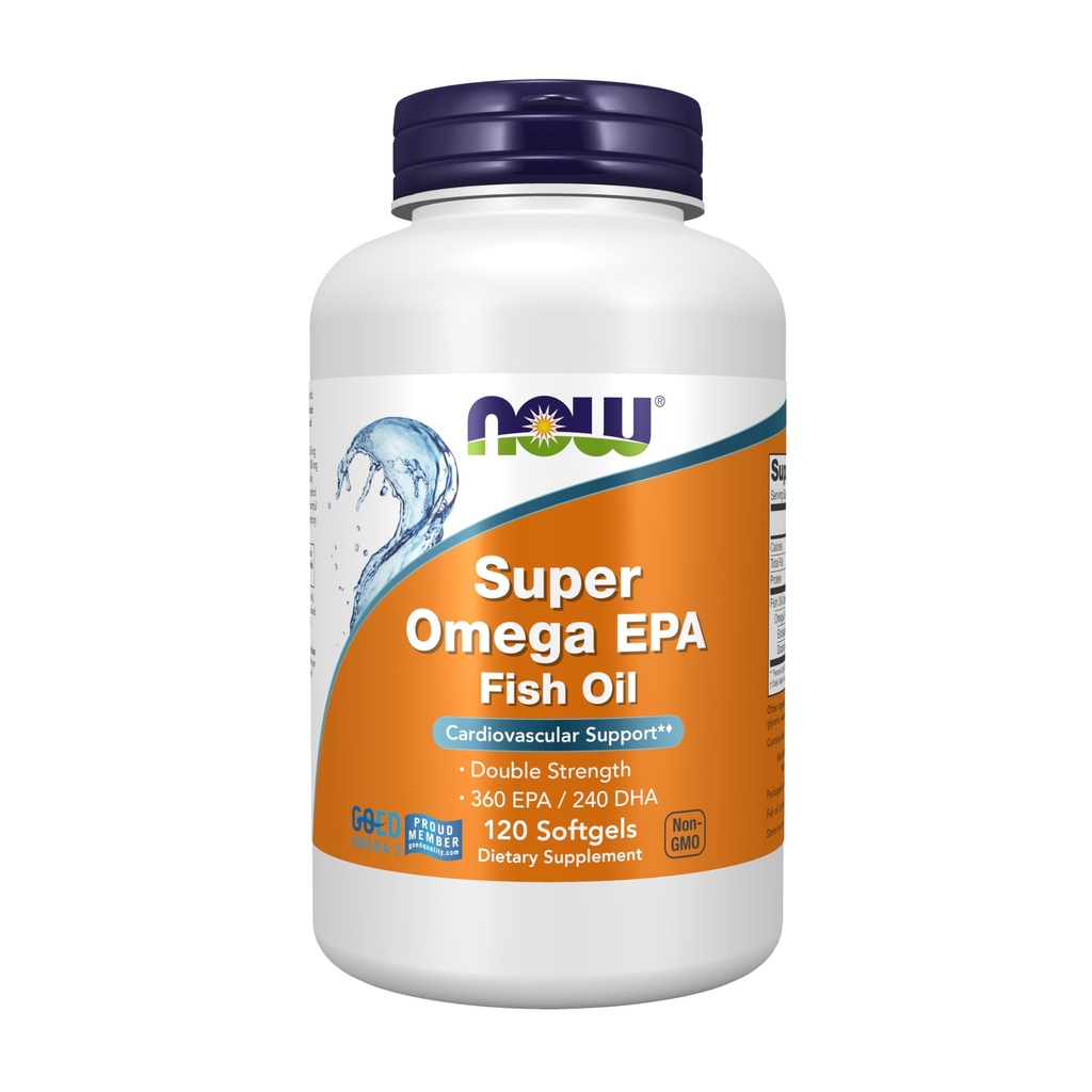 NOW Foods Supplements, Super Omega EPA, 360 EPA / 240 DHA, molekulaarselt destilleeritud, kardiovaskulaarne tugi *, 120 Softgels