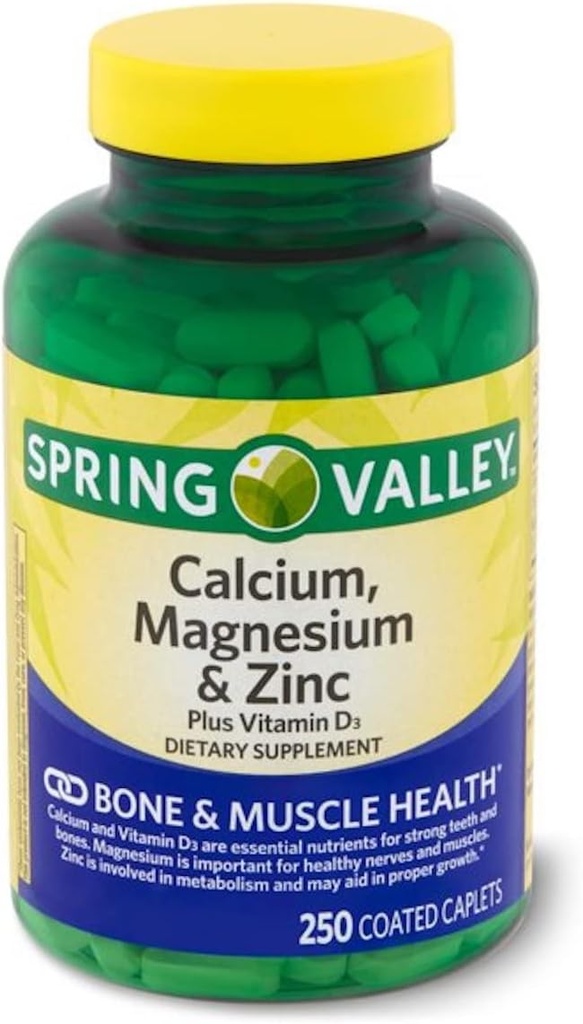 Spring Valley - Kaltsiummagneesium ja tsink, pluss D3-vitamiin, 250 kaetud kapslit