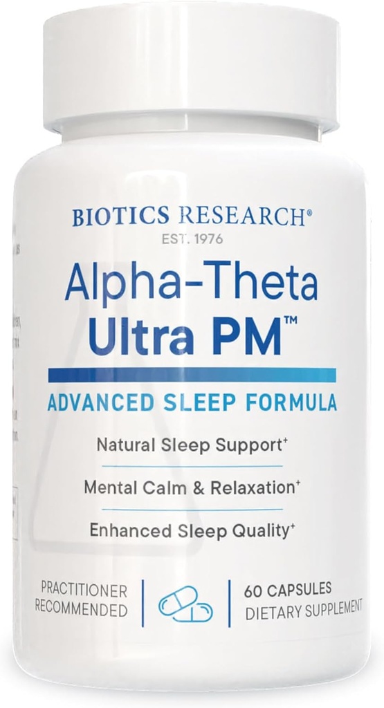 Biotics Research Alpha Theta Ultra PM L Theanine, Passionflower, Sidrun Balm, Toetab GABA, Serotoniin, Reguleerib Circadian Rhythms, 60 kapslit