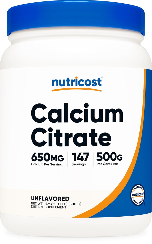 Nutrikost Kaltsiumtsitraat Pulber (500 Grams) (maitsestamata) - Puhas Kaltsiumtsitraat, Ei Täiteaineid, Gluteenivaba (1,1 lbs)