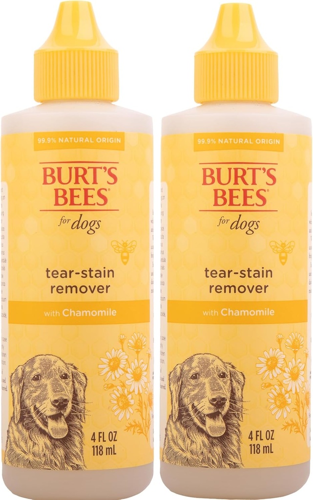 Burt's Bees for Pets Tear Pleki Eemaldaja Kummeliga Koertele - Kutsikas & Koer Tear Pleki Eemaldaja - Julmusevaba, Formuleeritud Ilma Sulfaatide ja Parabeenideta, pH Tasakaalustatud Koertele, 4 Ounces - 2 Pack