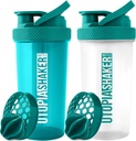Utopia Home Protein Shaker Pudel - (Pakk 2) 28-Ounce Shaker pudelid Valgusegud - Fitness Sport Klassikaline Valgu Segaja Pudel (Teal & Clear / Teal)
