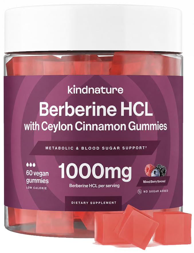 berberiin Gummies 1000mg koos Ceylon Cinnamon & Resveratrol - suhkruvaba Vegan toidulisand veresuhkru toetust, ainevahetust, isu heaolu - Non-GMO, Gluteenivaba