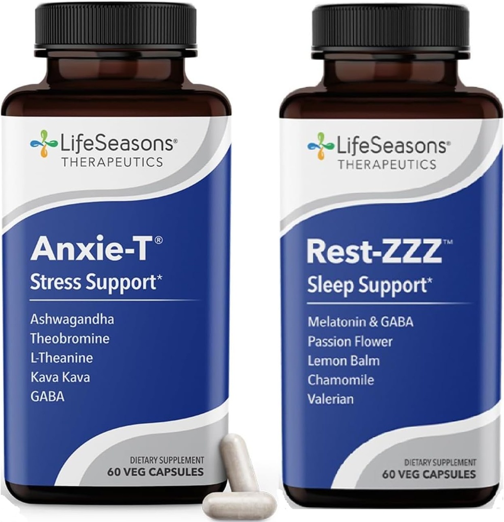 LifeSeasons Anxie-T koos Rest-ZZZ-ga - toetab meeleolu ja täisöö une - loomulikult kergendab lihaste pinget ja rahutust - 120 kapslit