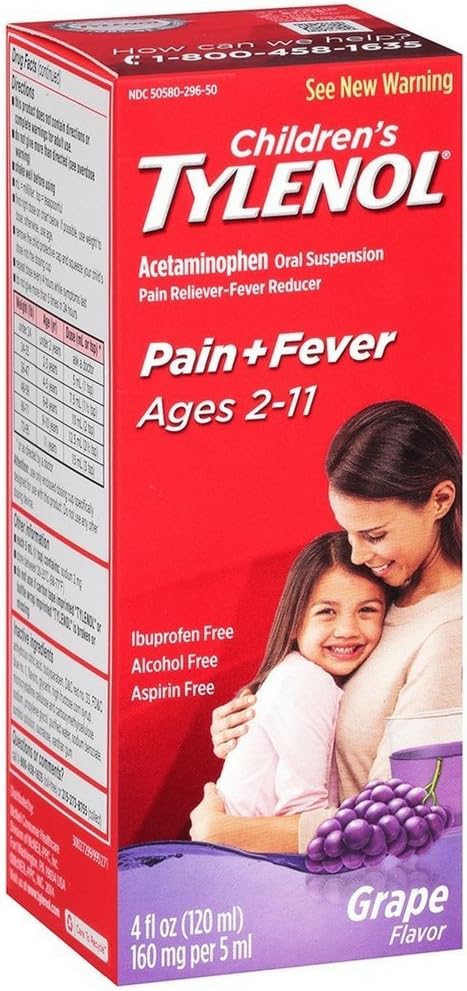 TYLENOL Laste suukaudne suspensioon Viinamarjapõõsas Maitse 4 oz (Pack of 4)