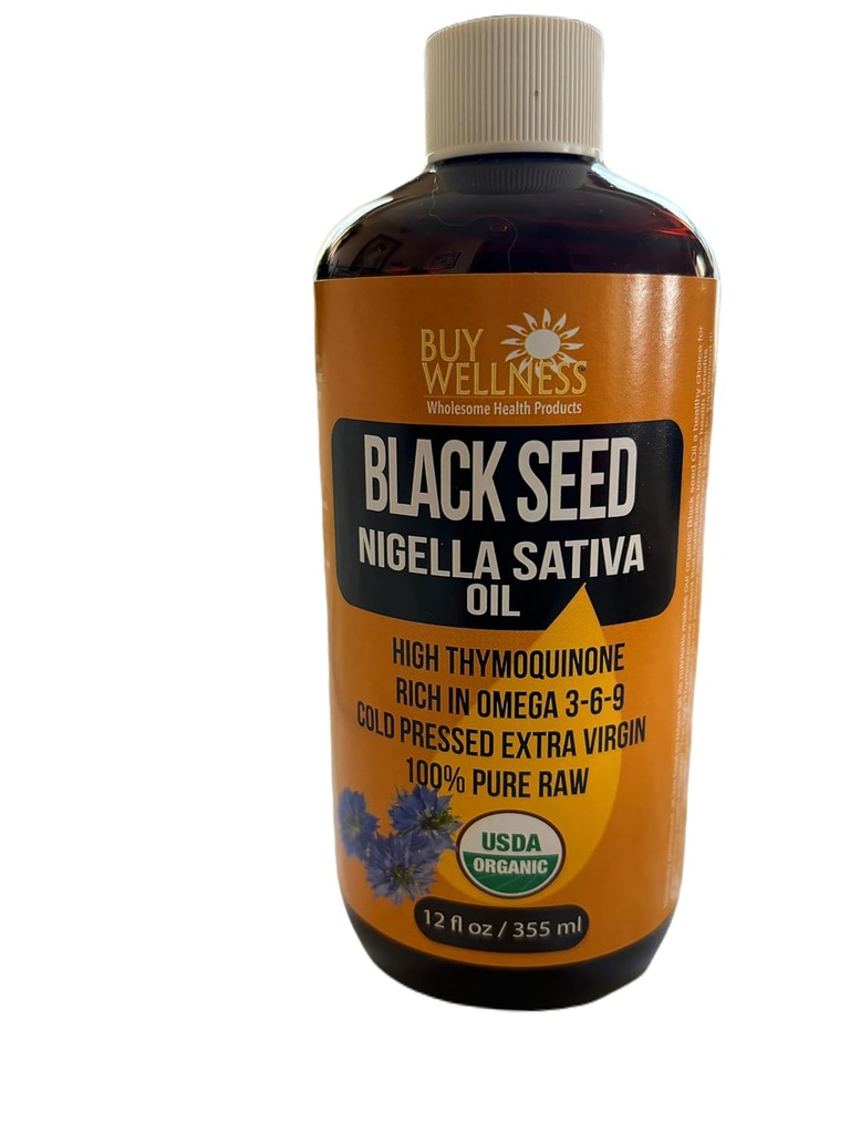 Osta Wellness Organic Blackseed Külmpressitud õli Nigella Sativa Puhas must köömneõli Kõrge tümokinoon, Võimas Omega rikas õli 12 oz