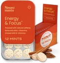 NeuroGum Energy Kofeiin Mints (144 tükki) - Suhkruvaba L-teaniin + looduslik kofeiin + Vitamiin B12 & B6 - Nootroopne energia ja fookuse täiendus naistele ja meestele - Keto & Vegan, Kaneeli Maitse